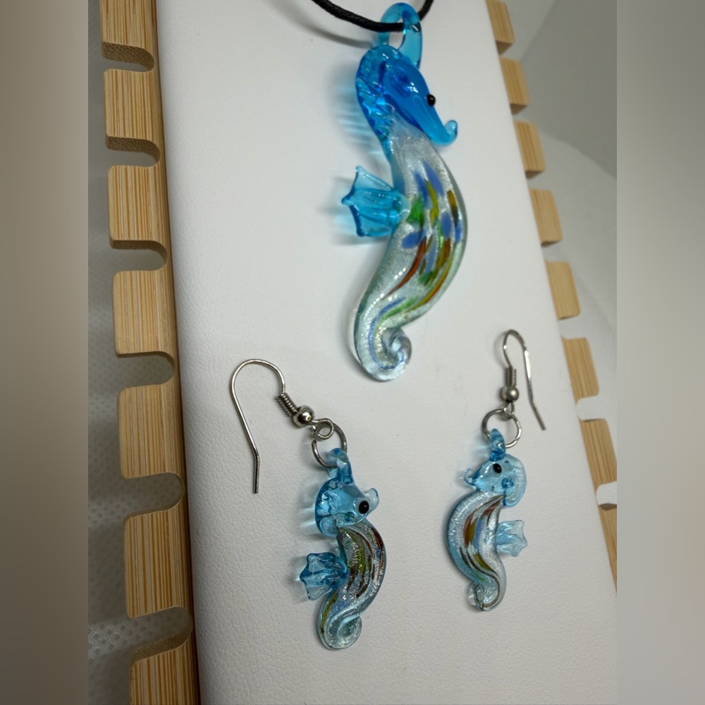 Blue Seahorse Jewelry Set
